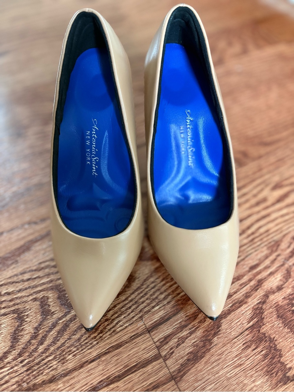 Nude Pointed-Toe Pumps with Blue Insole
